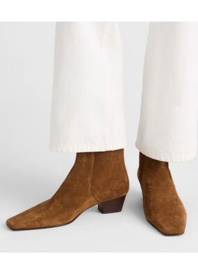 Madewell The Lexie Warm Chestnut Suede Ankle Boots Block Heel Women’s Size 7